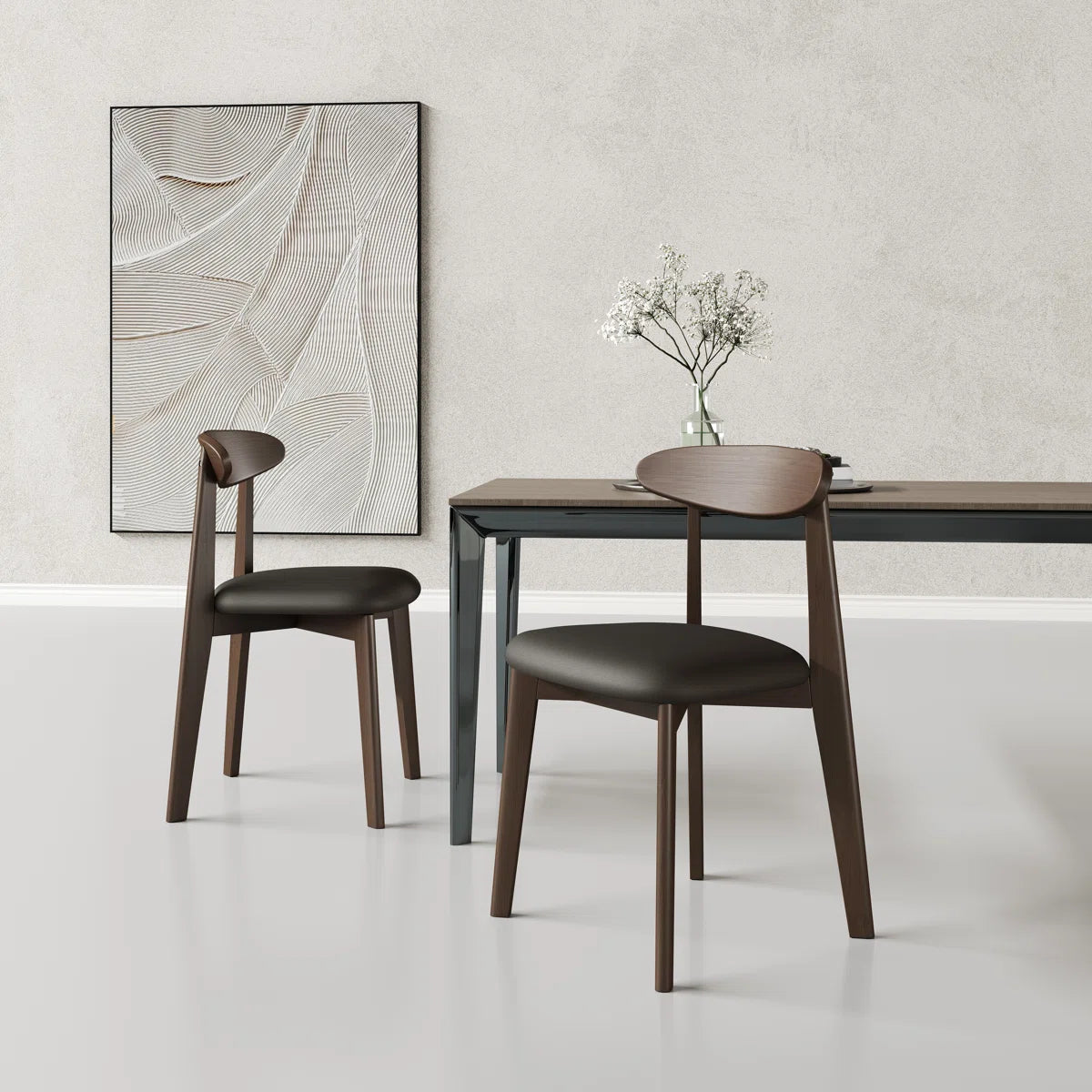 Seat with Ergonomic Back Support – Modern Scandinavian Dining Chair, Sturdy Hardwood Frame & Soft Fabric Upholstery for Kitchen, Cafe, or Office (Set of 2)