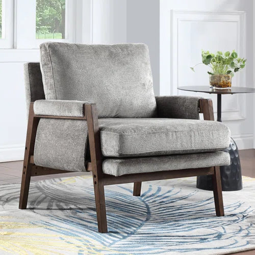 Brayven Accent Chair - 30" Wide Scandinavian Style Plush Fabric Cushion Solid Wood Frame